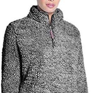 Weatherproof Vintage Quarter Zip Fleece Sherpa Pullover Gray Charcoal sz Medium